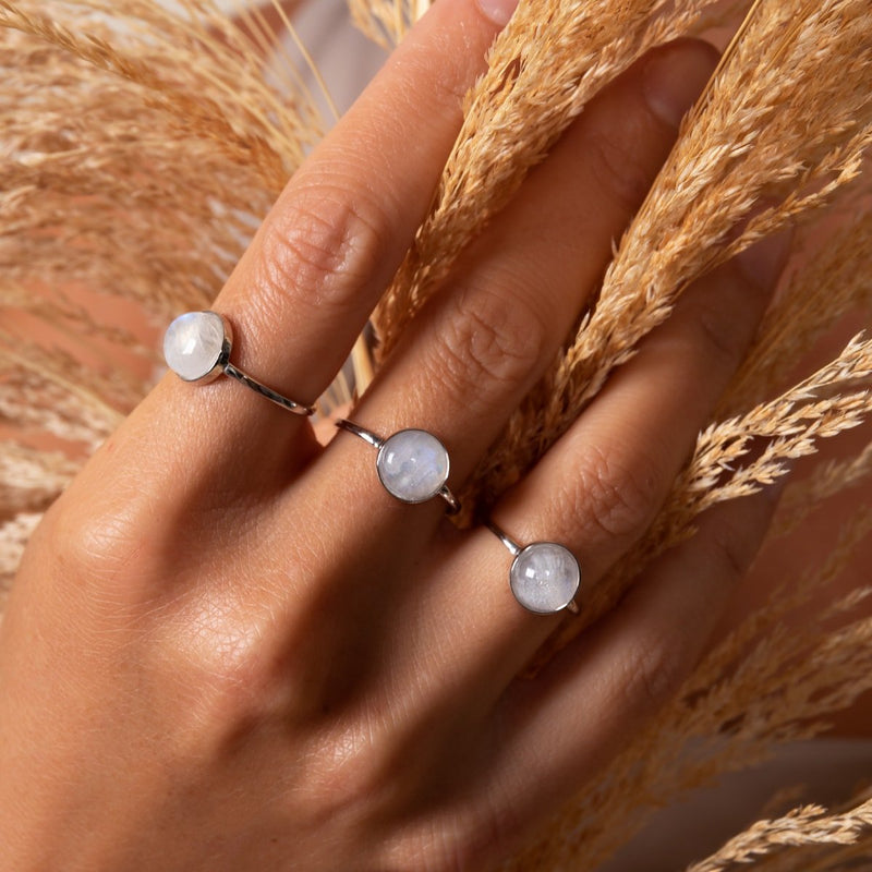 Regenbogen-Mondstein | 925er Sterlingsilber | Ring