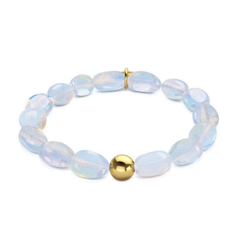 Opal-Mondstein x 925er Sterling-Gold-Vermeil | Kieselstein-Armband
