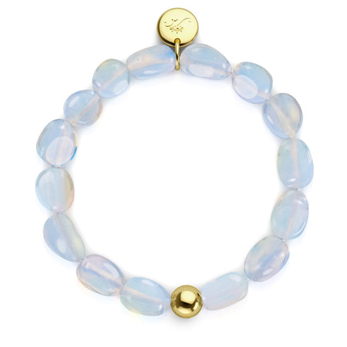Opal-Mondstein x 925er Sterling-Gold-Vermeil | Kieselstein-Armband