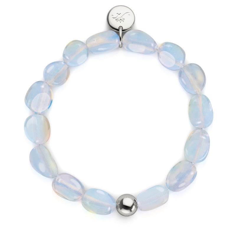 Opal-Mondstein x 925 Sterlingsilber | Kieselsteinarmband