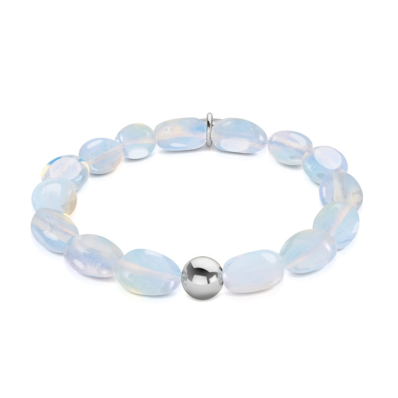 Opal-Mondstein x 925 Sterlingsilber | Kieselsteinarmband