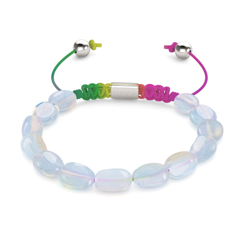Silber x Spektrum | Opal Mondstein Kiesel Makramee Armband