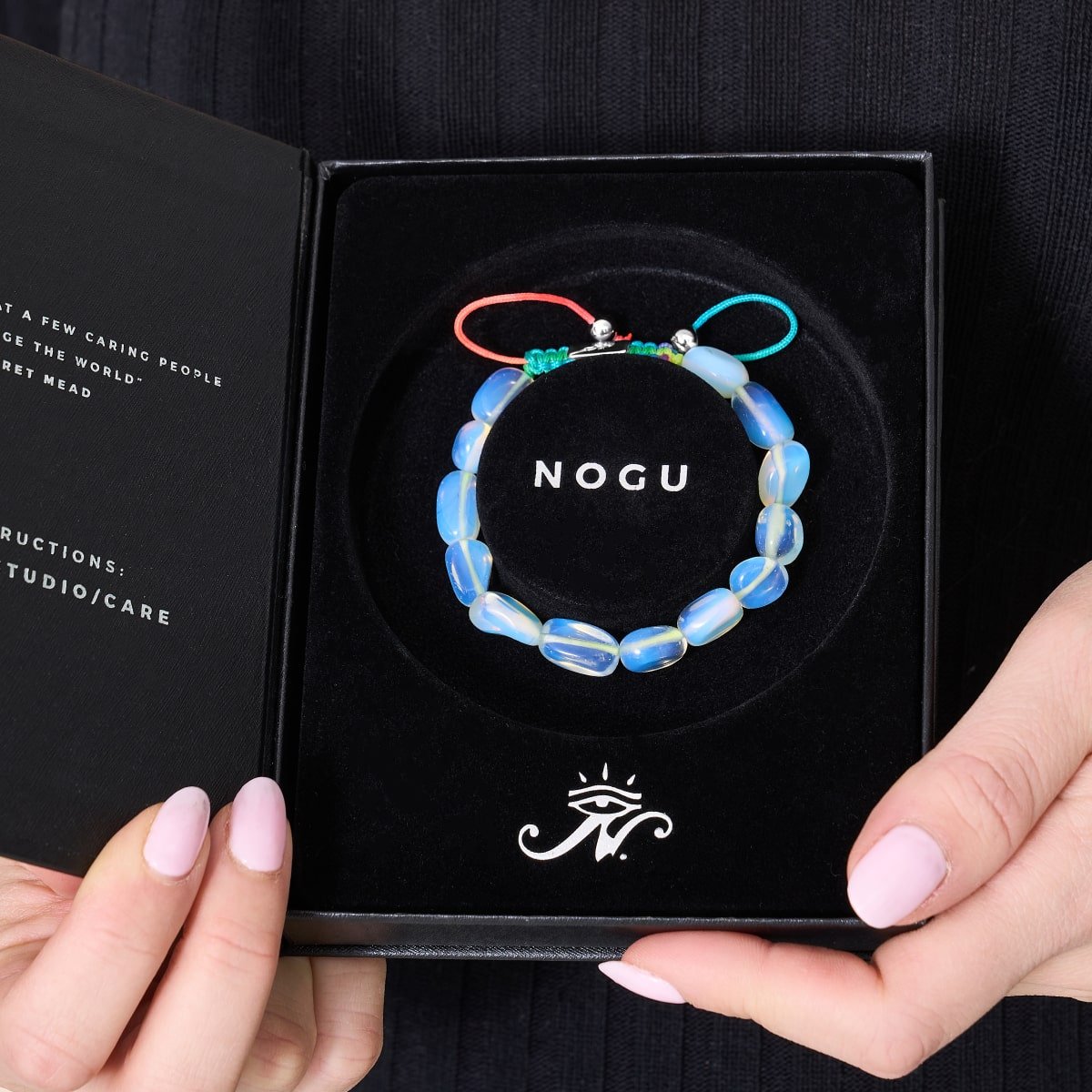 Silber x Spektrum | Opal Mondstein Kiesel Makramee Armband