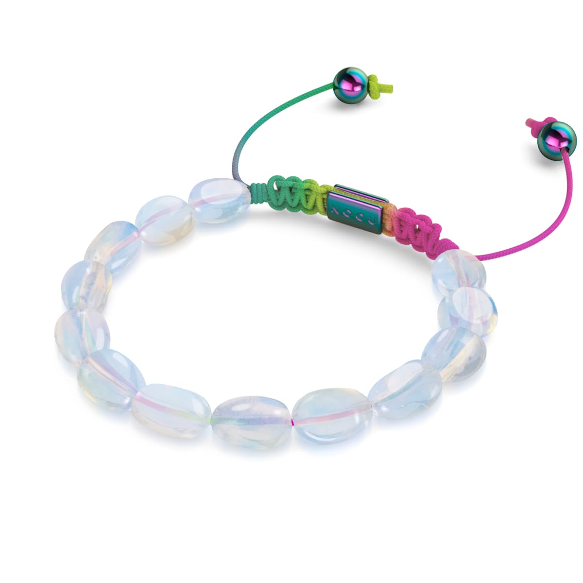 Einhorn Silber x Spektrum | Opal Mondstein Kiesel Makramee Armband