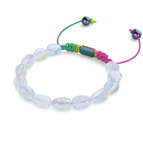 Einhorn Silber x Spektrum | Opal Mondstein Kiesel Makramee Armband