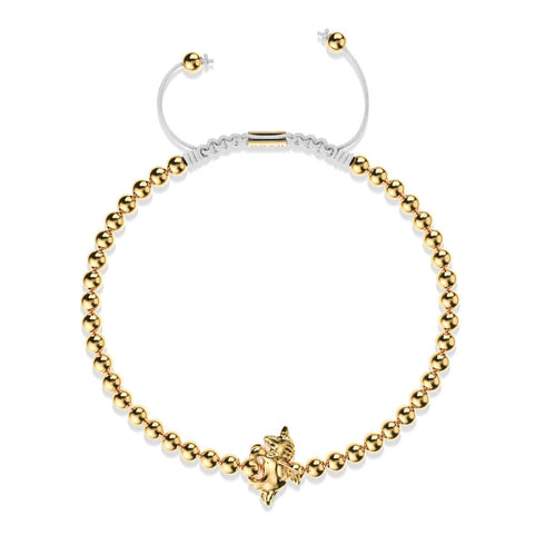 Pegasus | 18 Karat Gold | Geflügeltes Einhorn Makramee-Charm-Armband