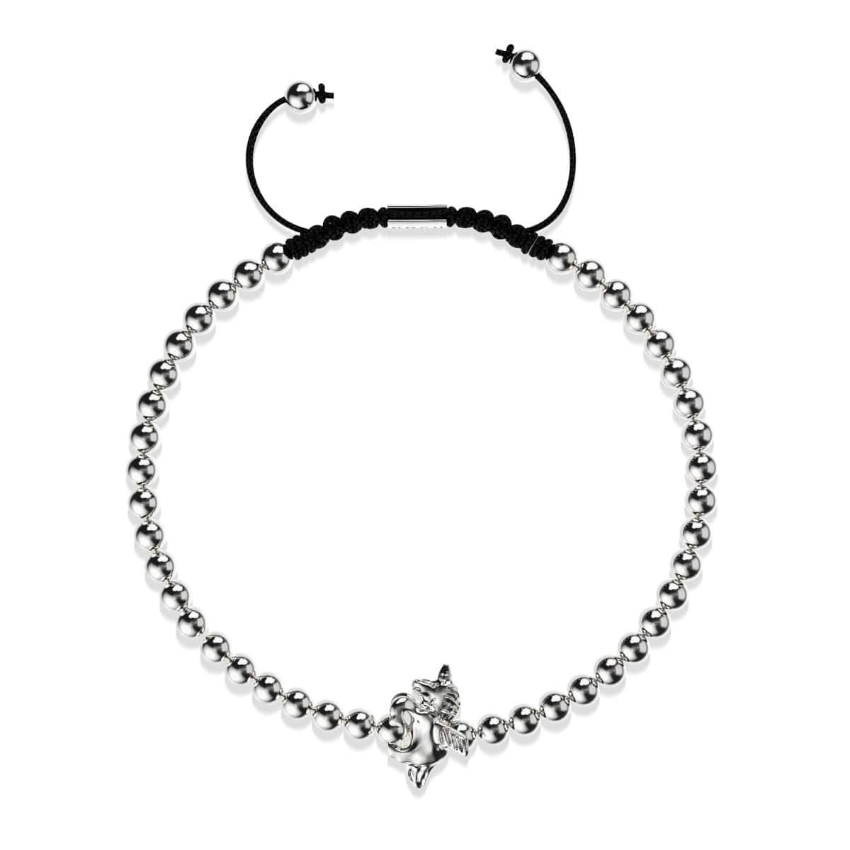 Pegasus | Silber | Geflügeltes Einhorn Makramee-Charm-Armband