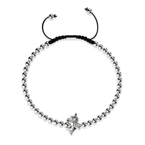 Pegasus | Silber | Geflügeltes Einhorn Makramee-Charm-Armband