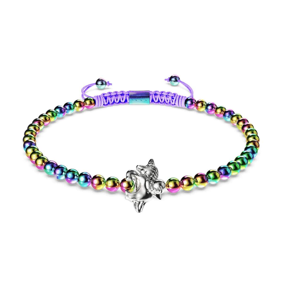 Pegasus | Einhorn Silber | Geflügeltes Einhorn Makramee Charm Armband