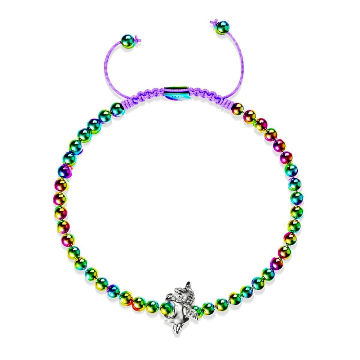 Pegasus | Einhorn Silber | Geflügeltes Einhorn Makramee Charm Armband