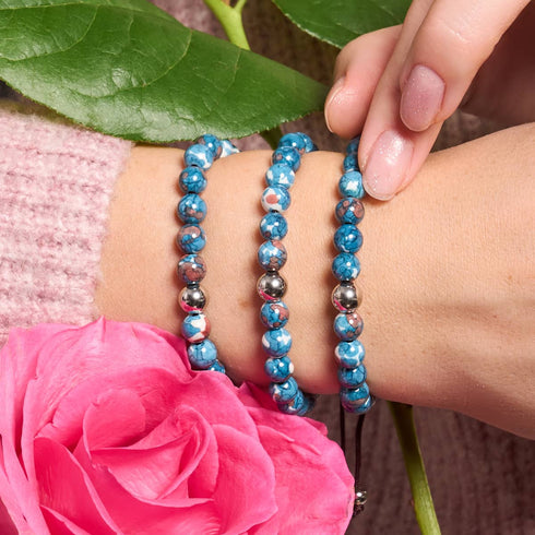 Picasso Porzellan Makramee Armband | Schokoladen Saphir