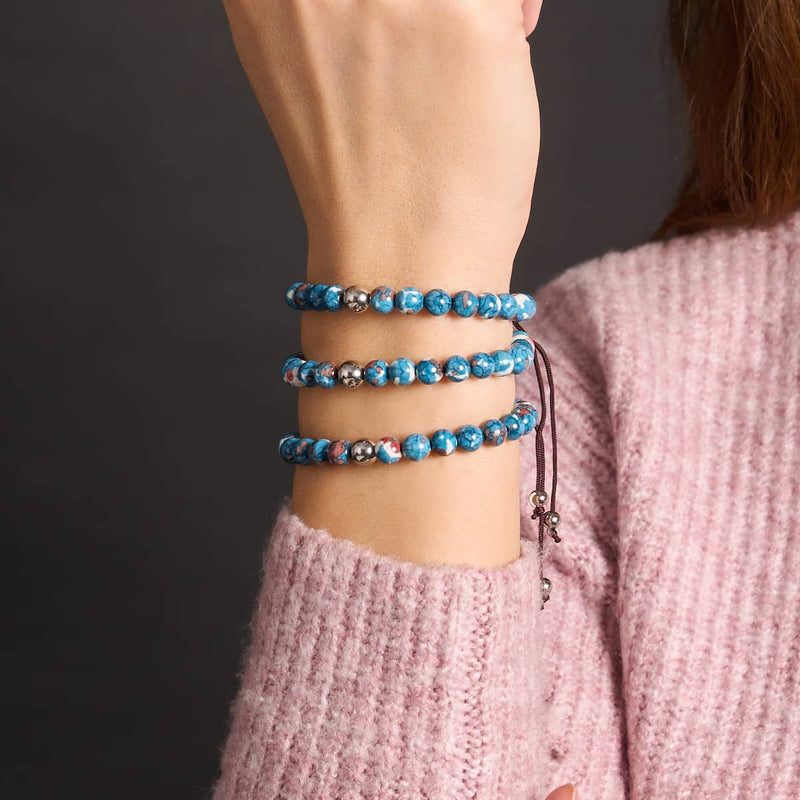 Picasso Porzellan Makramee Armband | Schokoladen Saphir