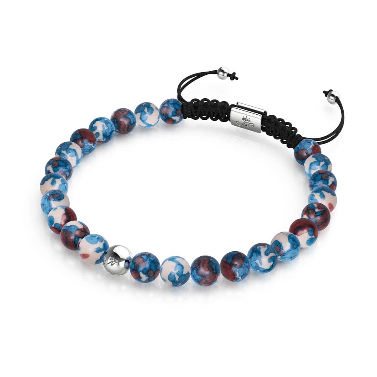 Picasso Porzellan Makramee Armband | Schokoladen Saphir