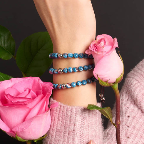 Picasso Porzellan Makramee Armband | Schokoladen Saphir