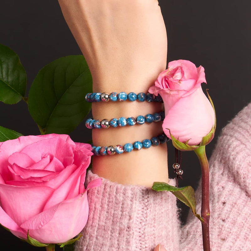 Picasso Porzellan Makramee Armband | Schokoladen Saphir