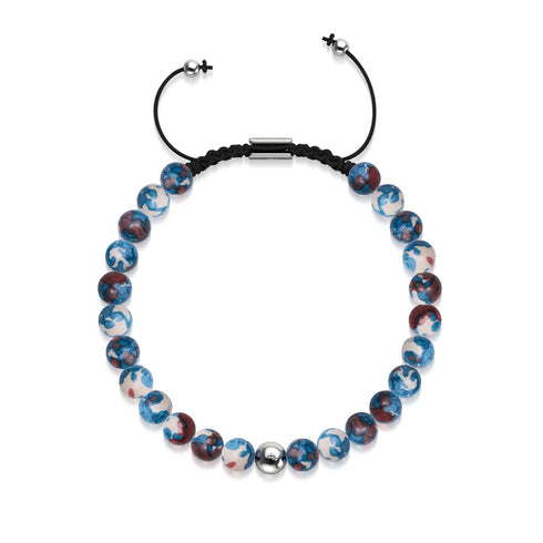 Picasso Porzellan Makramee Armband | Schokoladen Saphir