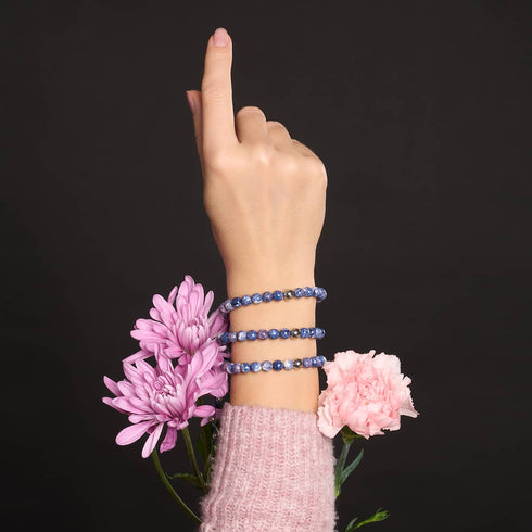 Picasso Porzellan Makramee Armband | Kobalt und Creme