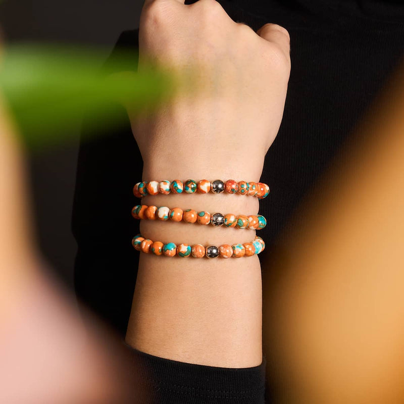 Picasso Porzellan Makramee Armband | Rostblaugrün