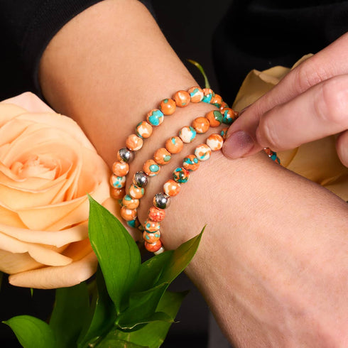 Picasso Porzellan Makramee Armband | Rostblaugrün