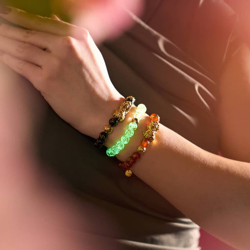 Pixiu Feng Shui Armband | FEUER Element | Roter Achat x 18 Karat Gold