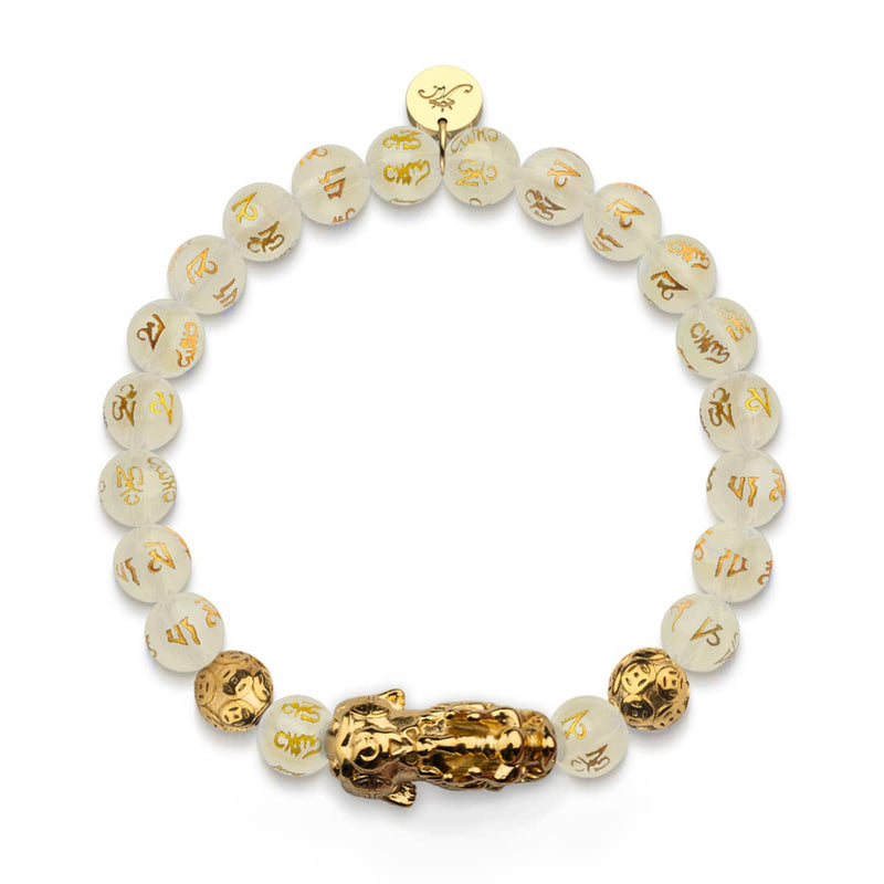 Pixiu Feng Shui Armband | GOLD Element | Weißer Achat x 18 Karat Gold