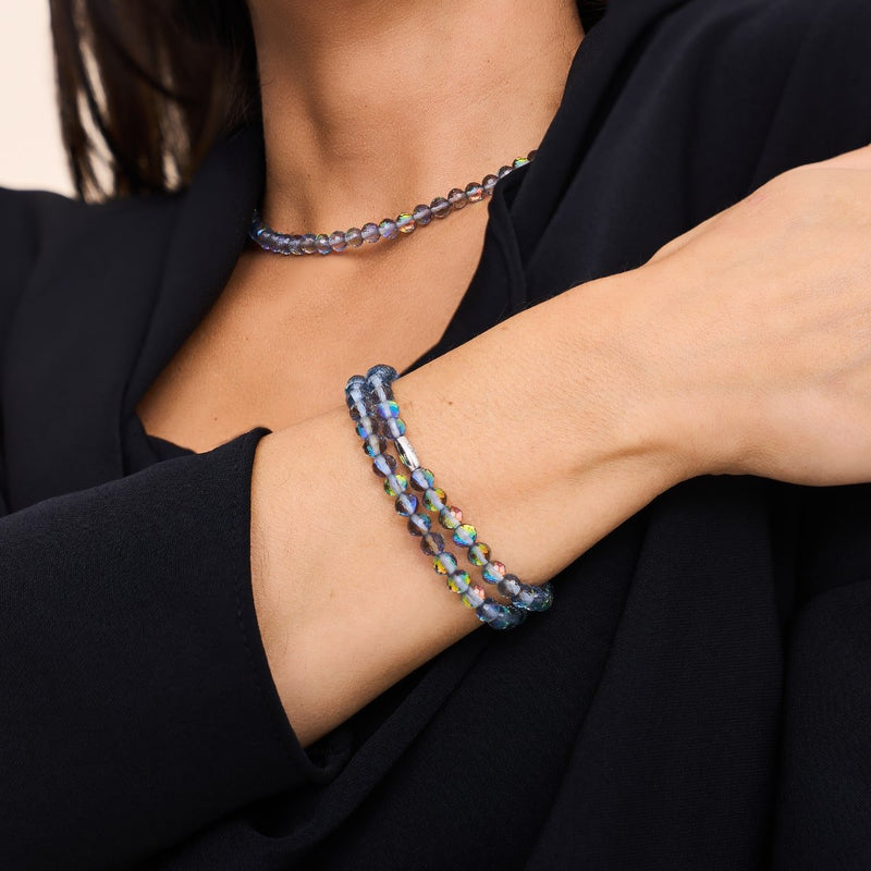 Grau | 925er Sterlingsilber | Prisma-Wrap