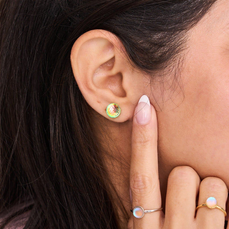 Regenbogenweiß | 925er Sterlingsilber | Prisma-Ohrstecker