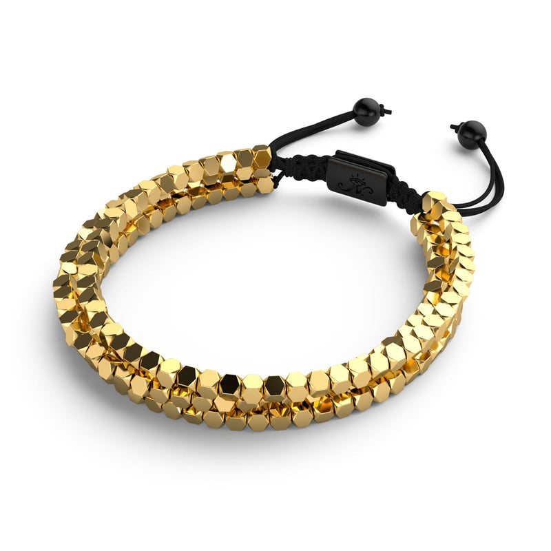 Mini Heiliges Geom | Gold Hämatit x Rotguss | Dreireihiges Armband