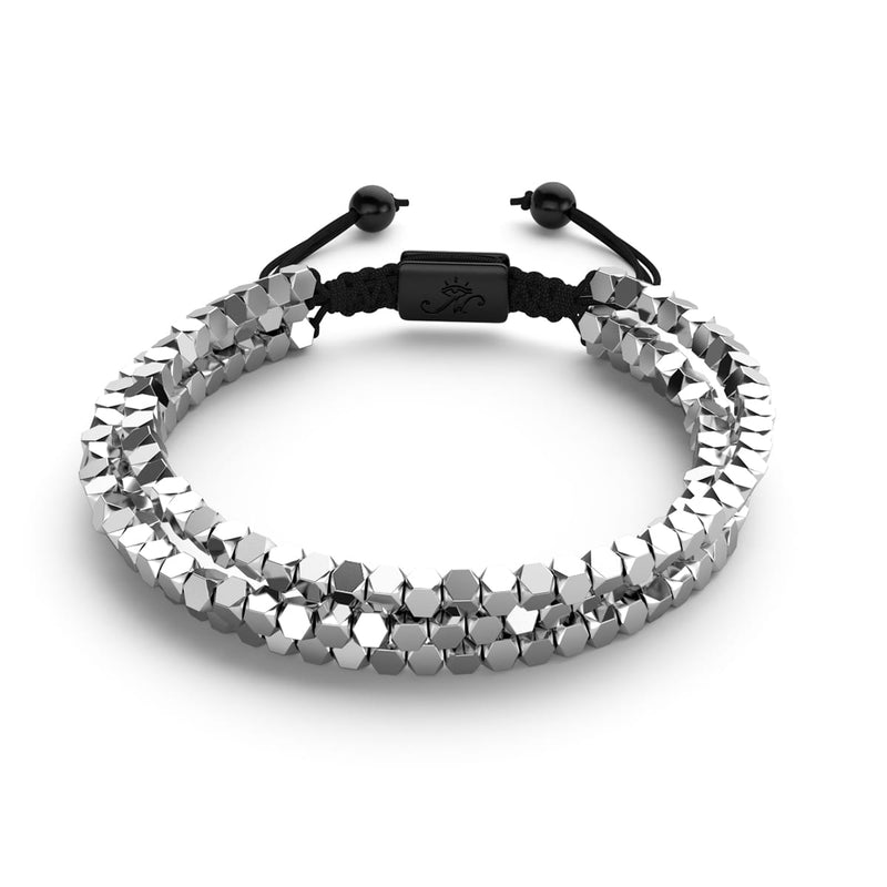 Mini Heiliges Geom | Silber Hämatit x Rotguss | Dreireihiges Armband