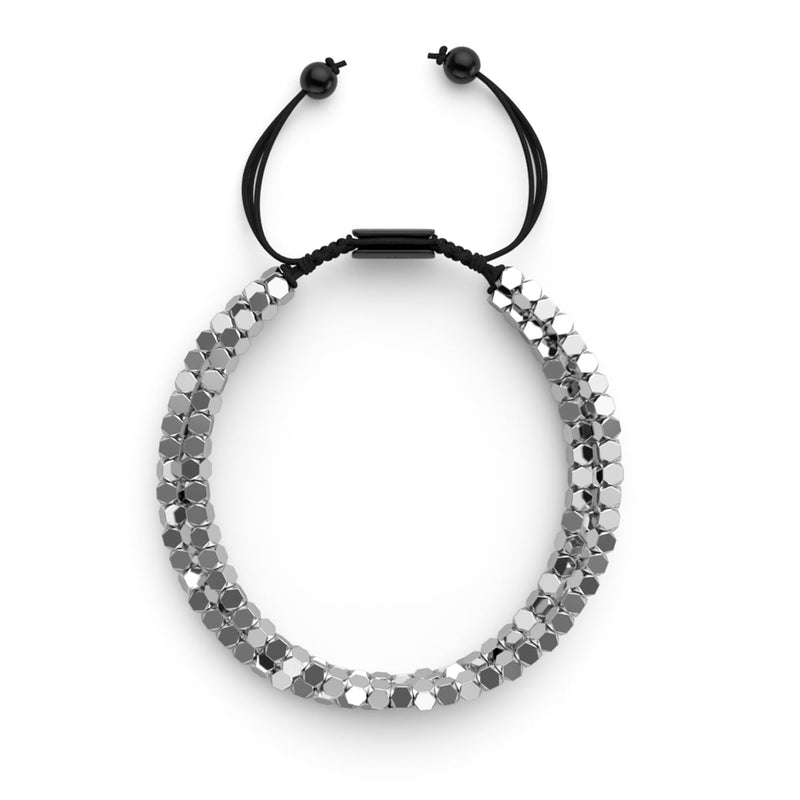 Mini Heiliges Geom | Silber Hämatit x Rotguss | Dreireihiges Armband