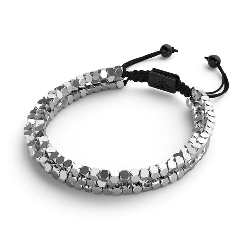 Mini Heiliges Geom | Silber Hämatit x Rotguss | Dreireihiges Armband