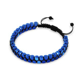 Heiliges Geom | Blauer Hämatit | Rotguss | Oktaeder-Armband