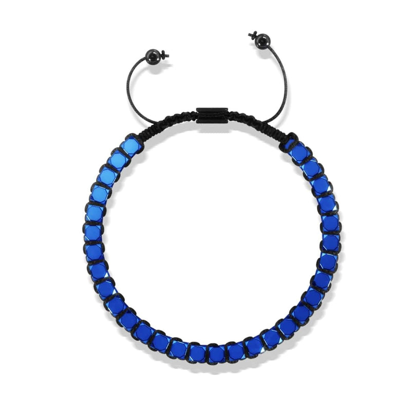 Heiliges Geom | Blauer Hämatit | Rotguss | Oktaeder-Armband