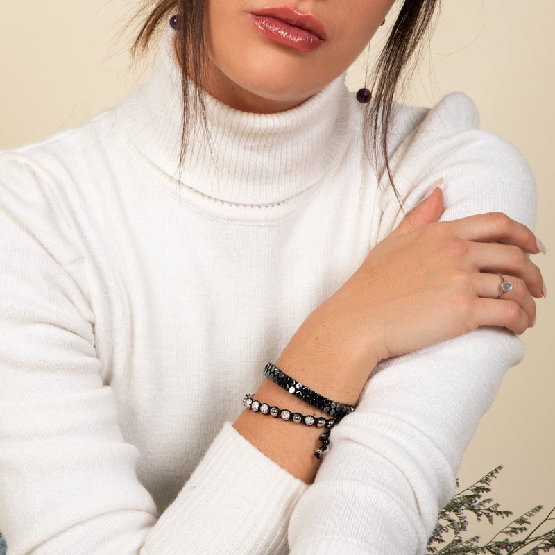 Heiliges Geom | Hämatit | Rotguss | Oktaeder-Armband