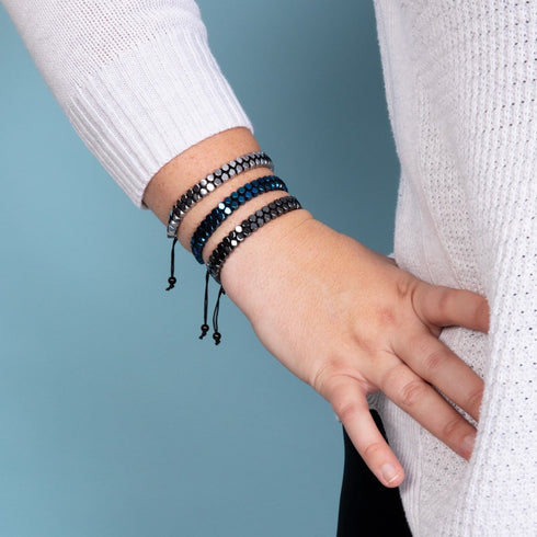 Heiliges Geom | Hämatit | Rotguss | Oktaeder-Armband