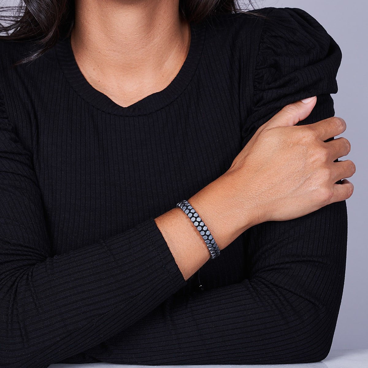 Heiliges Geom | Mattes Hämatit | Rotguss | Oktaeder-Armband