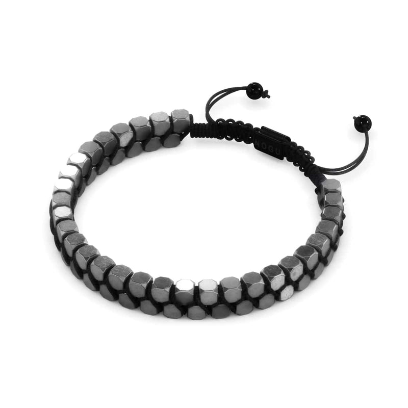 Heiliges Geom | Mattes Hämatit | Rotguss | Oktaeder-Armband