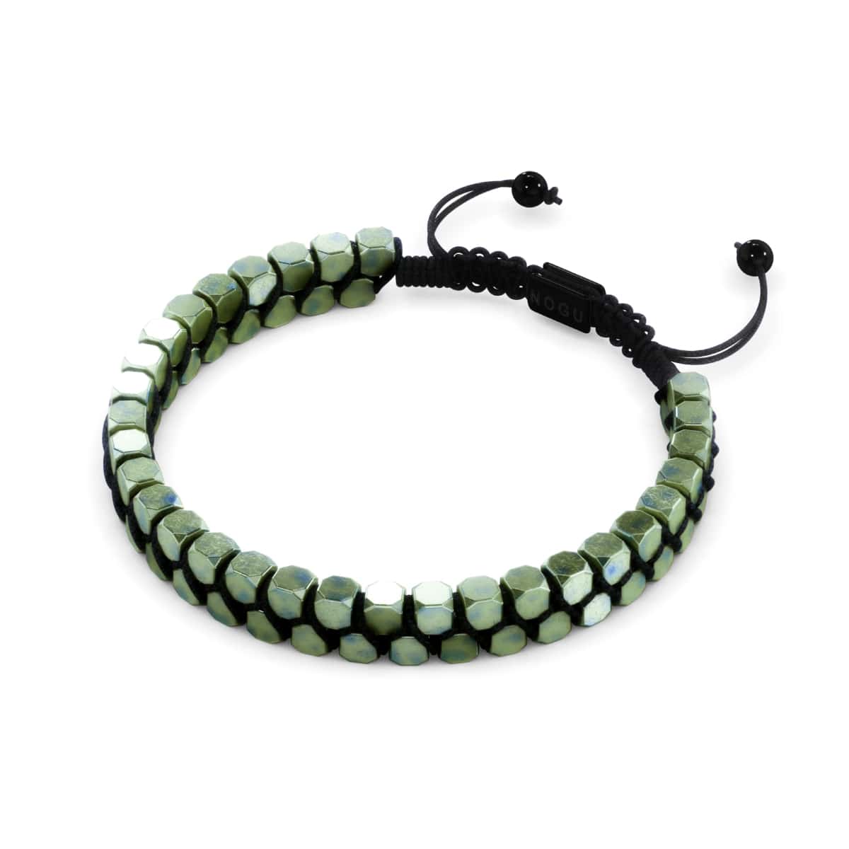 Heiliges Geom | Mattes Meeresschaum-Hämatit | Rotguss | Oktaeder-Armband