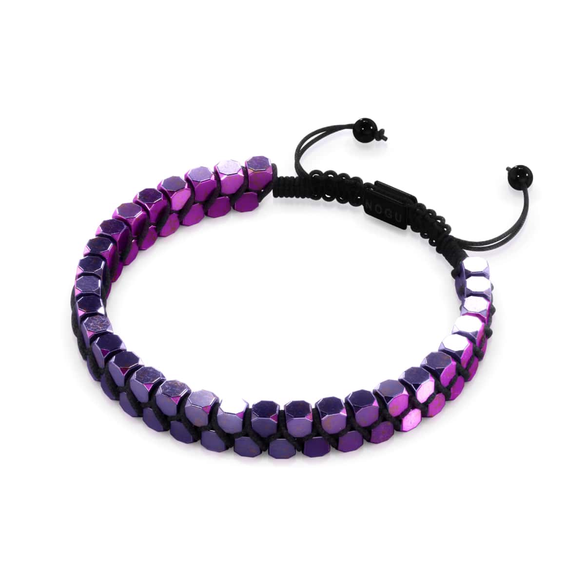Heiliges Geom | Lila Hämatit | Rotguss | Oktaeder-Armband