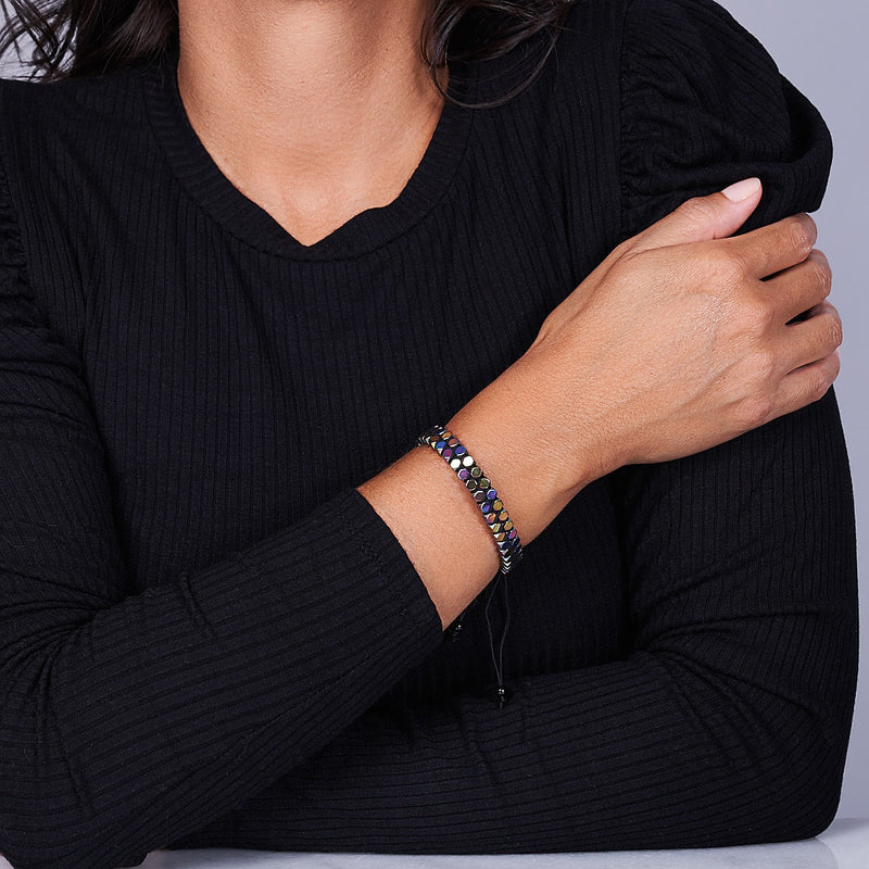 Heiliges Geom | Regenbogen-Hämatit | Rotguss | Oktaeder-Armband