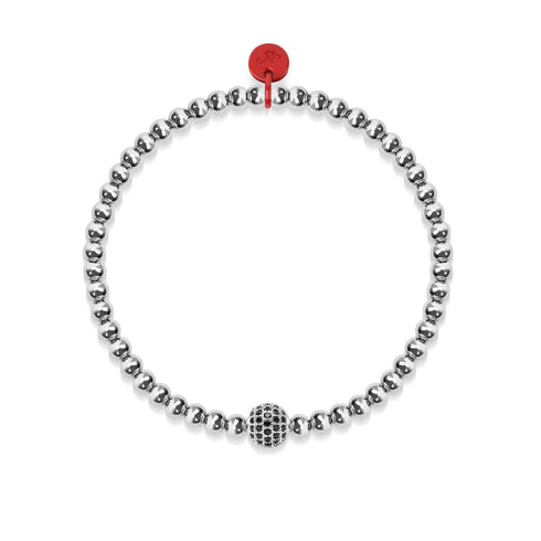 Schwarzes Kristallpflaster | Weihnachtsmann-Charm-Armband