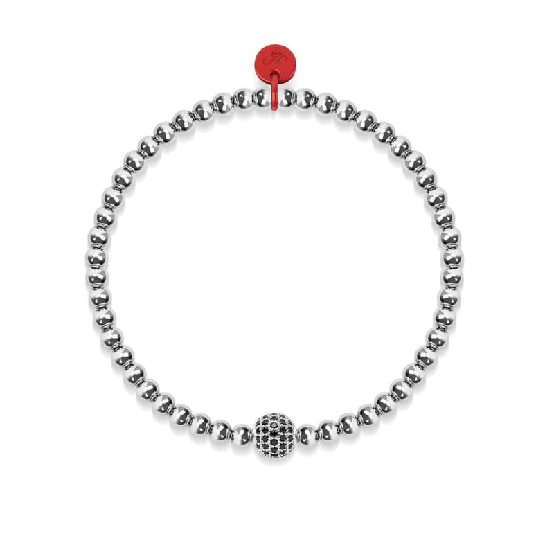 Schwarzes Kristallpflaster | Weihnachtsmann-Charm-Armband