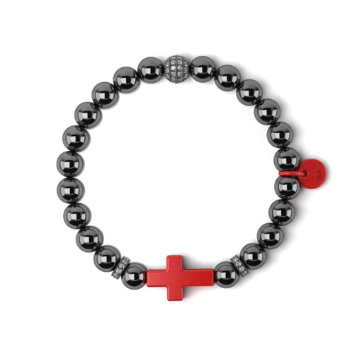 Rotguss und rote Emaille | Weihnachtsmannkreuz-Armband