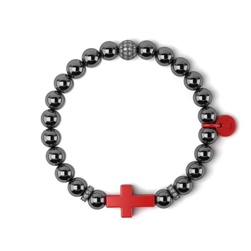 Rotguss und rote Emaille | Weihnachtsmannkreuz-Armband