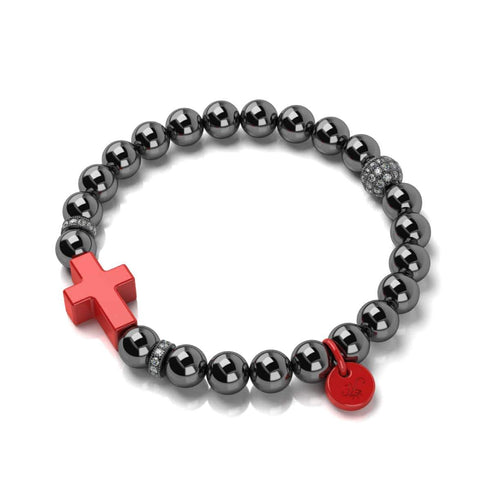 Rotguss und rote Emaille | Weihnachtsmannkreuz-Armband