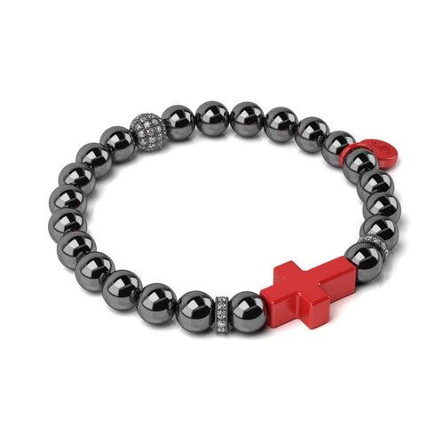 Rotguss und rote Emaille | Weihnachtsmannkreuz-Armband