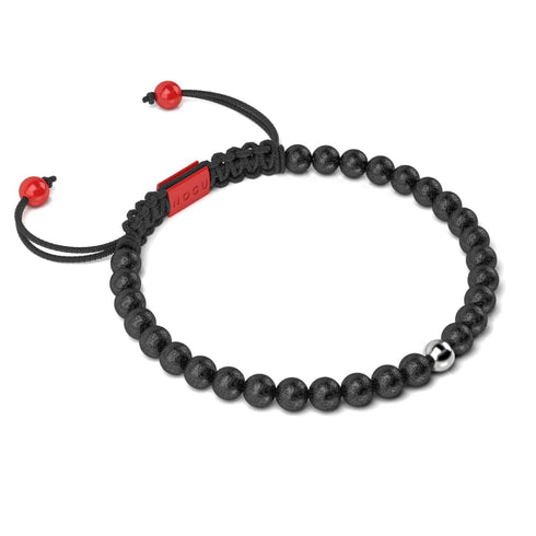 Lavastein-Diffusor | 925er Sterlingsilber und rote Emaille | Makramee-Weihnachtsmann-Armband