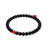 Mattschwarzer Achat | Silber und rote Emaille | Armband mit Weihnachtsmann-Charm