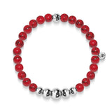 Roter Türkis | Silber und rote Emaille | Weihnachtsmann-Charm-Armband