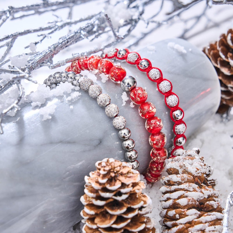 Silber und rote Emaille | Kristallgala | Weihnachtsmann-Armband